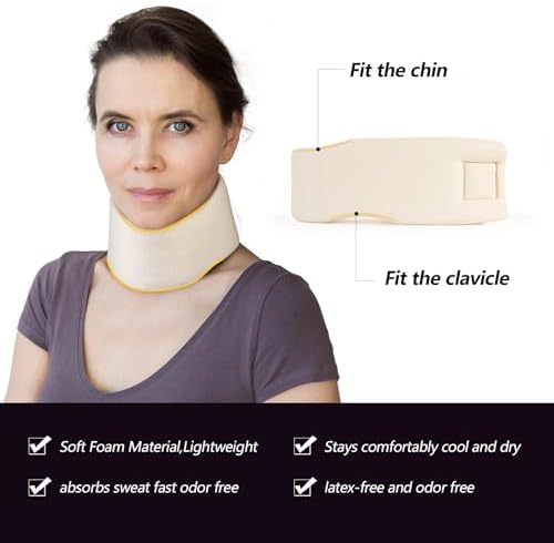 Soft Foam Neck Brace Universal Cervical Collar, Adjustable Neck Support Brace for Sleeping - Relieves Neck Pain and Spine Pressure, Neck Collar After Whiplash or Injury (2.5" Depth Collar, M)