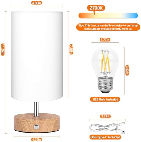 TOBUSA 2-Pack Rechargeable Cordless Table Lamps, 6000mAh Battery Operated