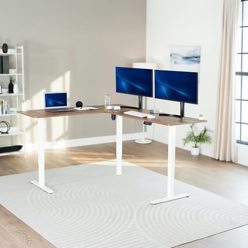 VIVO Rustic Vintage Brown 75 x 63 in Corner Standing Desk, DESK-E3CTWN-75