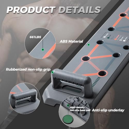 KEEP Push Up Board, 18-in-1 Foldable Pushup Bar for Men & Women, Portable Home Gym Equipment for Chest, Triceps, Shoulder & Back Workout, Heavy-Duty ABS Muscle Strength Training System (Grey)