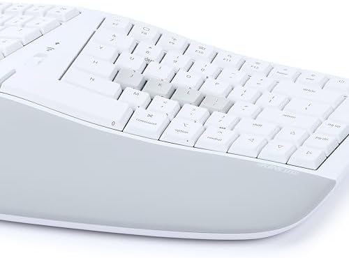 KINESIS mWave Ergonomic Keyboard for Mac (White) | Mechanical Switches | Bluetooth & USB | Programmable | Backlit | macOS Modifiers & Hotkeys