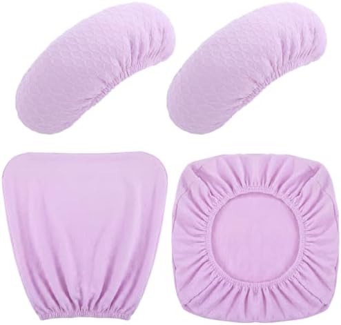 4 Pcs Office Chair Covers Set Computer Armrest Slipcover Seat, Purple