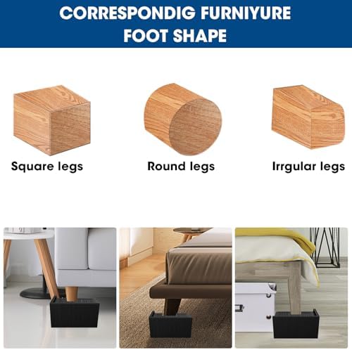 MYMULIKE Bed Risers 3 or 5 inch, 8 Pack Oversized Extra Large 6.5x3.5 inch Post, 11000lbs Heavy Duty Couch Risers, L Shape Wide Opening Extra Large Furniture Risers for Bed, Couch, Sofa, Table, Chair