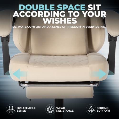 Video Gaming Chair Ergonomic Computer Chairs Gamer Chairs for Adults Massage Lumbar Support Swivel Height Adjustable Headrest Backrest Beige