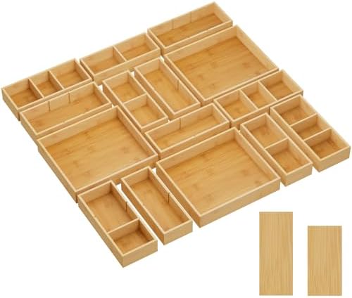 Lifewit Drawer Organizer 15 Pack(33 Grid) with 18 Inserts