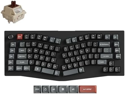 Keychron V10 Ultra 8K Wireless Mechanical Keyboard, 75% Alice Ergonomic Layout with Knob, 8000Hz 2.4GHz/USB-C Wired, Bluetooth 5.3, ZMK, Hot-Swappable Brown Linear Switches for Mac, Windows & Linux
