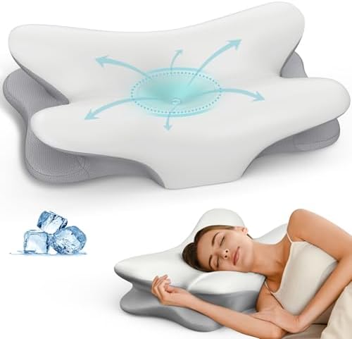 Cervical Neck Pillow for Pain Relief - Ergonomic Side Sleeper Pillow (Gray)