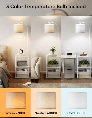 Floor Lamp with Table 2-Pack, Nightstands End Side Table for Living Room