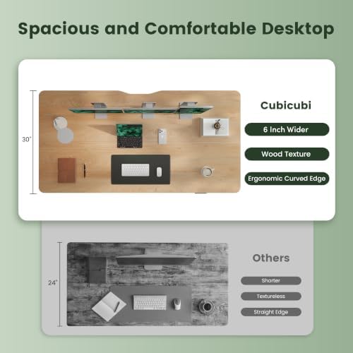 CubiCubi 48x30 Large Electric Standing Desk, 30" Deep Desktop, Maple