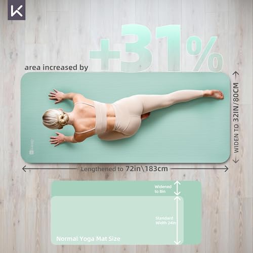 KEEP Extra Thick NBR Yoga Mat for Women & Men, 10mm Thick, 72”x32” Large Exercise Mat with Non-Slip Workout Mat for Yoga, Pilates, Stretching, Meditation – Wide & Cushioned Fitness Mat