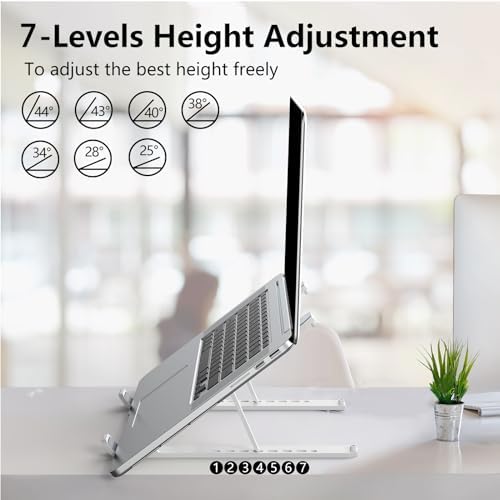 Tonmom Laptop Stand for Desk, Adjustable Laptop Riser, White