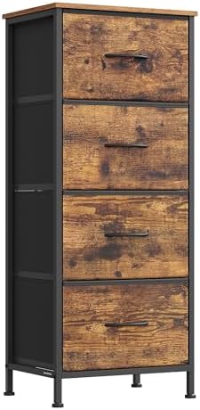 SONGMICS Dresser for Bedroom, Tall Dresser with 4 Fabric Drawers