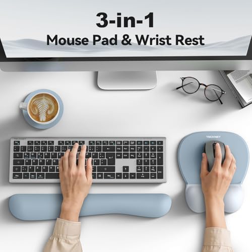 TECKNET Gel Ergonomic Mouse Pad & Keyboard Wrist Rest & Coaster