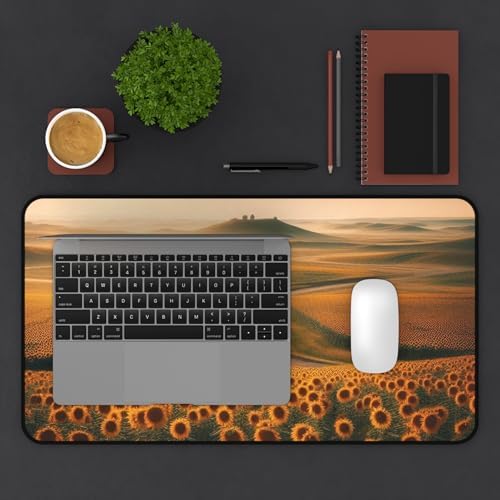 Sunflowers Stretching Across Wide Plains Desk Mat - Vibrant Colors for Your Workspace