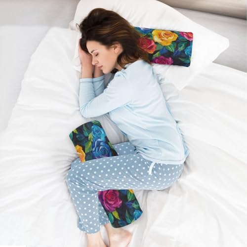 Black Vivid Colorful Roses decorative Bed Neck Roll Pillow Roller Pillow For Neck Massage Table Cushion Pad Foam Lumbar Support For Bed almohada para yoga