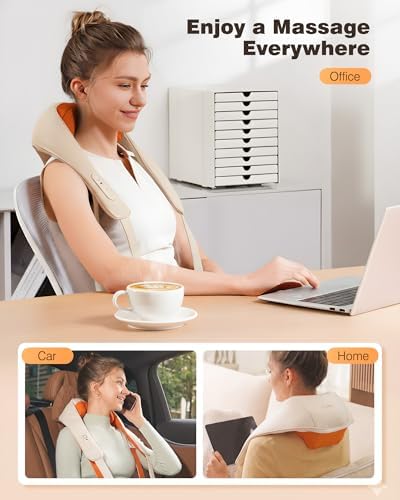 KNQZE Cordless Neck Massager for Pain Relief Deep Tissue with Heat