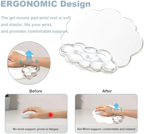 Cloud Mouse Pad with Wrist Rest Support, Erogonomic Mousepad for Office