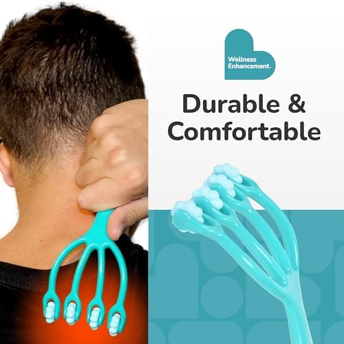 BioSwiss Claw Massage Roller, Handheld Muscle Massager with 5 Rotating Heads for Back, Legs, and Shoulder