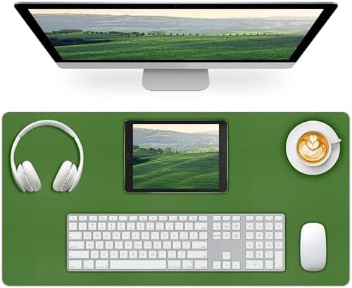 Leather Desk Pad Mat, Green Desk Mat, 31.5" x 15.7"