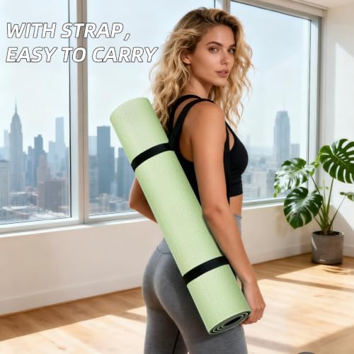 ILILI 10mm Extra Thick, TPE Yoga Mat, 76×28 Inch Extra Long, Carrying Strap