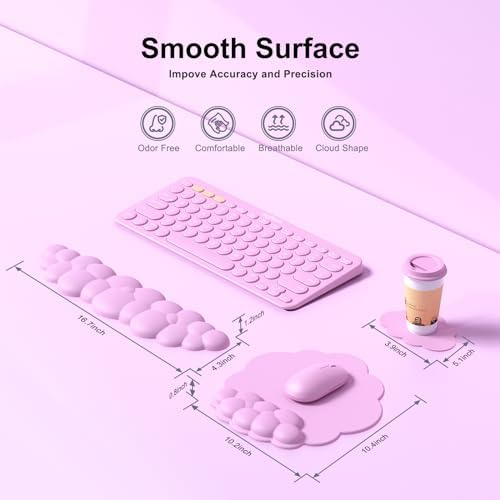 MOKURU Cloud Mouse Pad with Wrist Rest, Cloud Keyboard Wrist Rest, Mouse Pad Wrist Support, Ergonomic Keyboard Mouse Wrist Support (Pink)