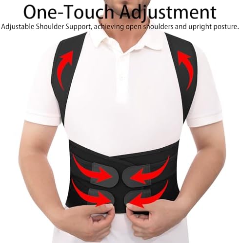 Back Brace Posture Corrector for Women and Men Adjustable Shoulder Straightener Helps Reduce Upper Lower Back Pain Relief Support Hump Scoliosis Hunchback Slouching Kyphosis Traction Correction Syste Black XX-Large