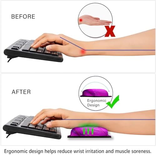 ARTSO Ergonomic Mouse Pad with Wrist Rest, Comfortable Keyboard Wrist Rest, Memory Foam Mousepad for Computer Keyboard, Mouse Pad Set for Easy Typing, Pain Relief, Purple Butterfly