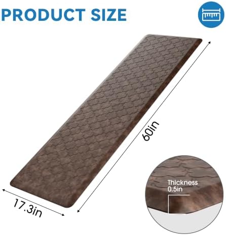 Kitchen Mats for Floor, Long Anti Fatigue Cushioned Mat, Brown