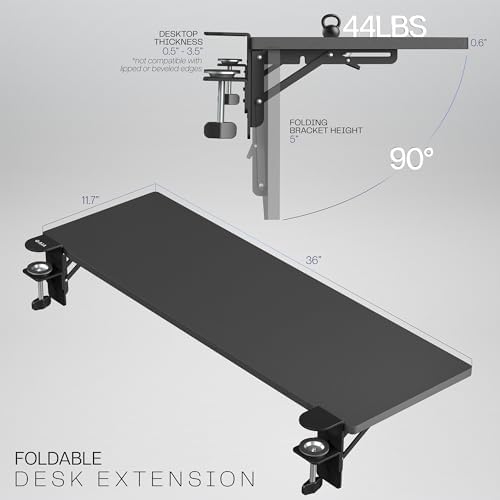 VIVO Black Clamp-on 36 x 12 in Desk Extender, DESK-EXT36