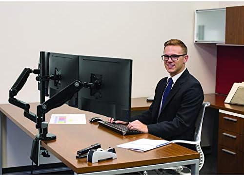 Fellowes Platinum Series Triple Monitor Arm for 27-Inch Monitors, Full Motion, 360° Rotation, VESA Mount with Grommet or Clamp, USB Ports, Ergonomic, Black, 8042601