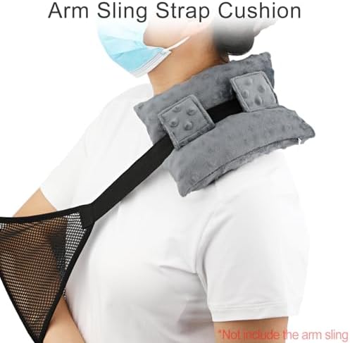 Neck Pad Strap Cushion Pillow for Arm Sling Comfort Shoulder Support Pad Rotator Cuff Replacemet Surgery Elbow Brace Carry Padded Cover Broken Wrist Hand Injury Cast, Minky Dot Dark Gray