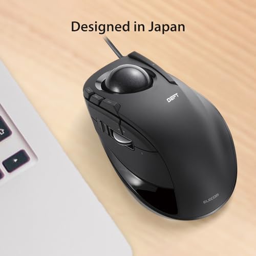 ELECOM DEFT Trackball Mouse, Wired, Finger Control, M-DT2URBK