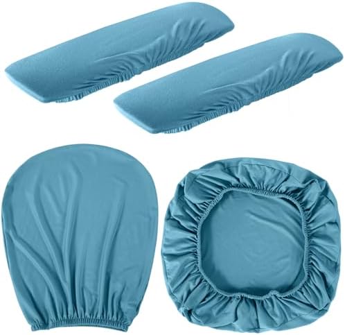Tallew 4 Pcs Office Chair Covers Set Computer Universal Protective Stretchable Chair Seat Covers Desk Armrest Cover Slipcovers Pads Office Cushion Backrest for Rotating(Regular,Grayish Blue)