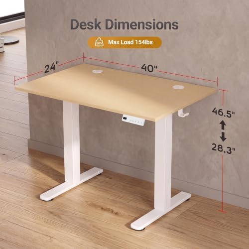 Claiks Electric Standing Desk 40x24 Inch Adjustable Desk, Nature