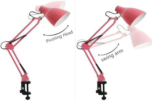 JONATHAN Y Odile 28.5" Metal Adjustable Clamp-On Task Lamp, Pink