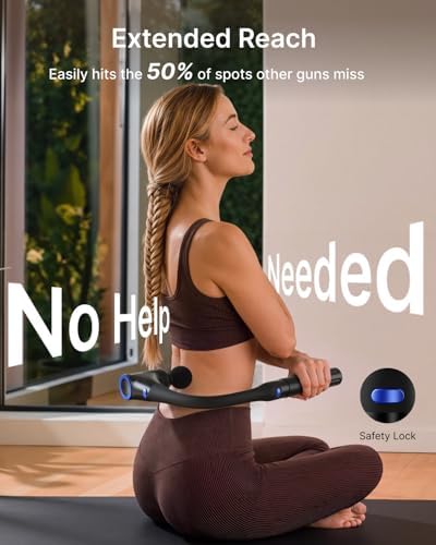 RENPHO Reach Curve Massage Gun with Extension Handle, 4-in-1 Massager