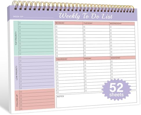 TREES Weekly To-Do List Notepad, 52-Week Desk Planner Organizer, 8.5" x 11"