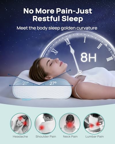 Releep Cervical Neck Pillow, Side Sleeper Pillow for Neck Pain Relief, Adjustable Contour Pillow for Sleeping, Ergonomic Memory Foam Pillow, Orthopedic Cooling Pillow Back Stomach Sleeping, Queen Size