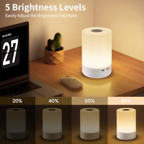 Rechargeable LED Night Light, Touch Bedside Table Lamp