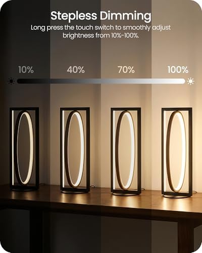 Modern LED Table Lamp, Dimmable Minimalist Bedside Lamp, 3 Color Temperatures, Angle Adjustable, Cute Desk Lamp, Nightstand Lamp for Living Room, Bedroom, Office, Black and Walnut K62TL05