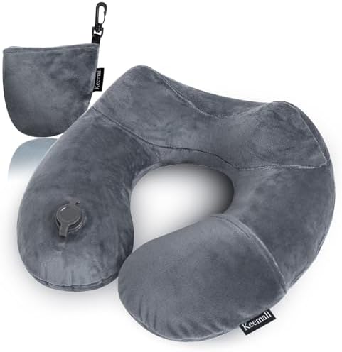 Keemall Inflatable Neck & Shoulder Travel Pillow for Airplane Naps
