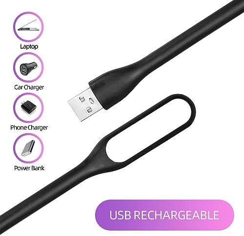 USB LED Light Lamp for Power Bank (10 PCS) Portable Eye Care Mini Night Light with Flexible Arm, USB Gooseneck Reading Lamps Book Light,Compatible for Desktop, Notebook Laptop (10-Black)