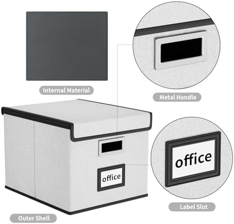 File Organizer Box with Lids, Collapsible File Folder Organizer