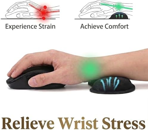 Wrist Rest for Mouse - Ergonomic Memory Foam Computer Wrist Support Pad, Massage Holes Design for Wrist Pain Relief (5.5 x 3.1 x 1 in, Black)