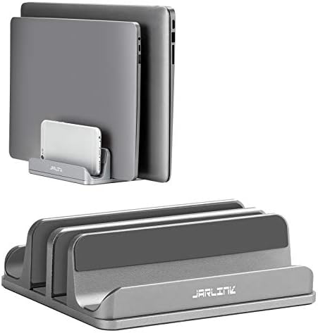 JARLINK 4-in-1 Adjustable Vertical Laptop Stand, Aluminum Holder, Grey
