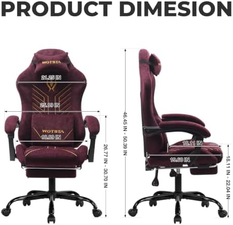 Gaming Chair Fabric with Footrest for Office and Home 300 LBS Purple