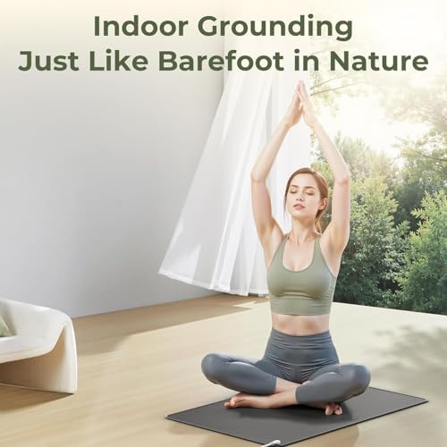 Large Size Grounding Mat, Grounding Pad for Stress, Pain, Inflammation& Wellness Support, Yoga Mat at Home,Office. Extra Conductive Test Pen Included.(26.8x18inch)