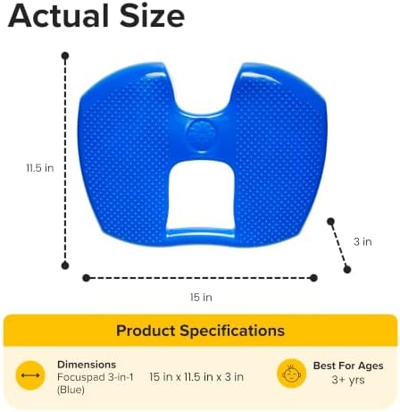 Special Needs Essentials FocusPad 3-in-1 | Blue Bouncy Chair | Sensory Foot Cushion | Therapy Tools for Kids and Adults with ADHD & Autism (Blue)