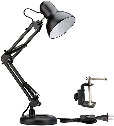 PowerKing Metal Swing Arm Desk Lamps, Adjustable Architect Lamp, Black