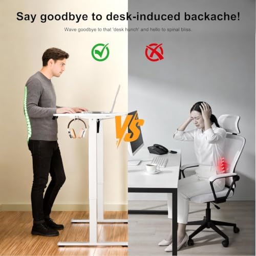 ERGOMAKER 63"x24" Standing Desk, Height Adjustable Sit-Stand Office, White